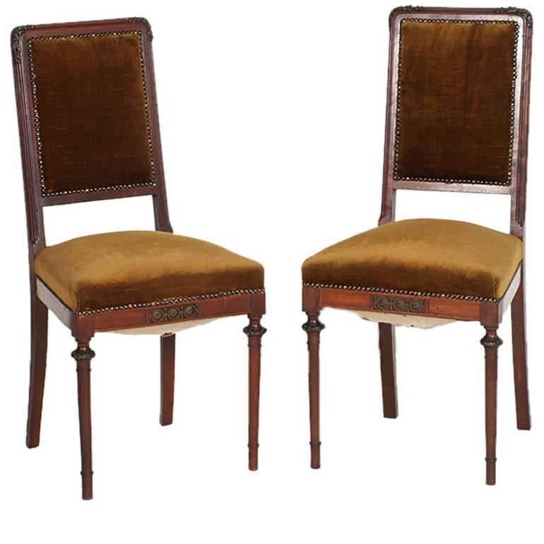 Italian Late 19th Century Art Nouveau Side Chairs, Eugenio Quarti attributed