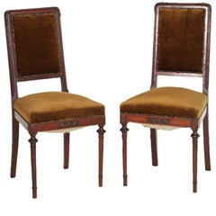 Antique Italian Late 19th Century Art Nouveau Side Chairs, Eugenio Quarti attributed