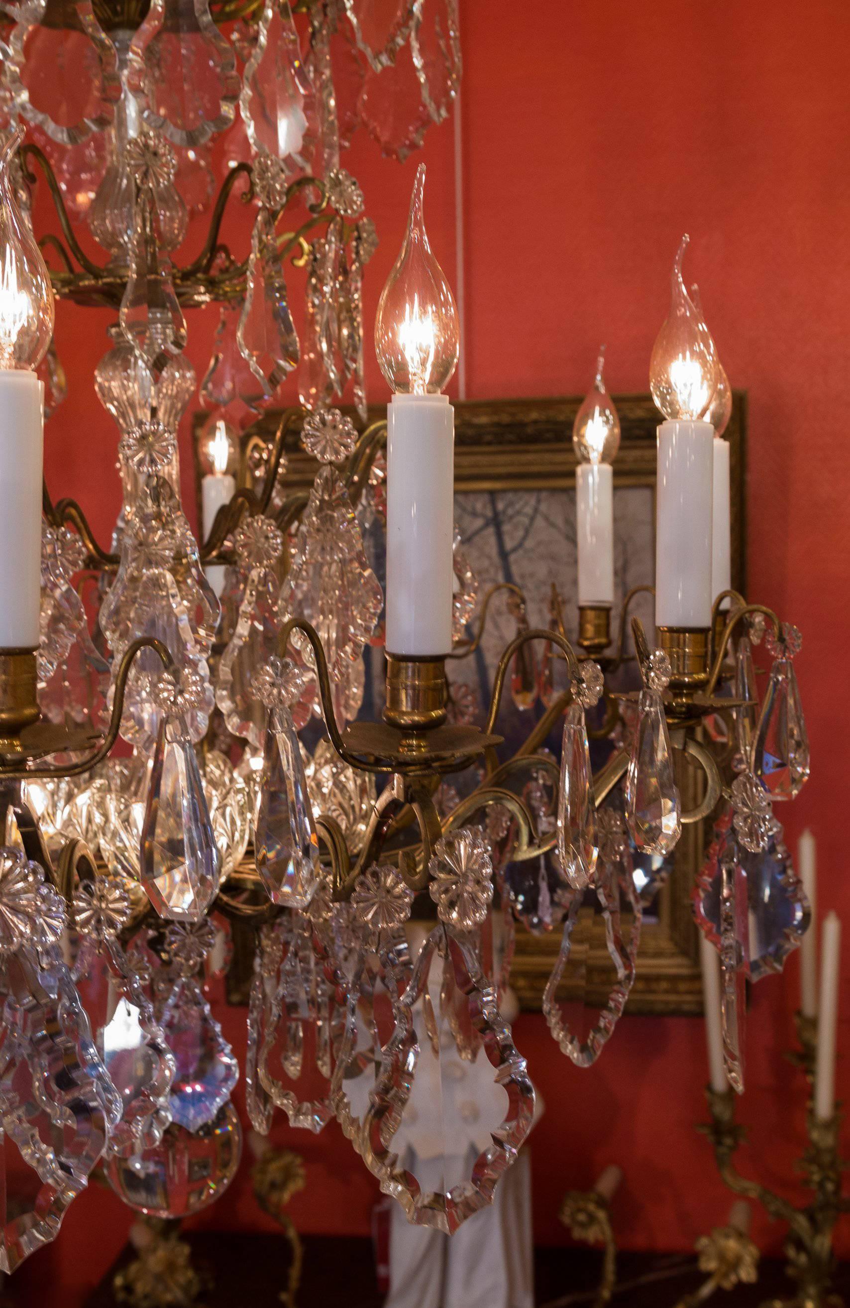 French Louis XV Style, Ormolu and Crystal Chandelier, circa 1950 1