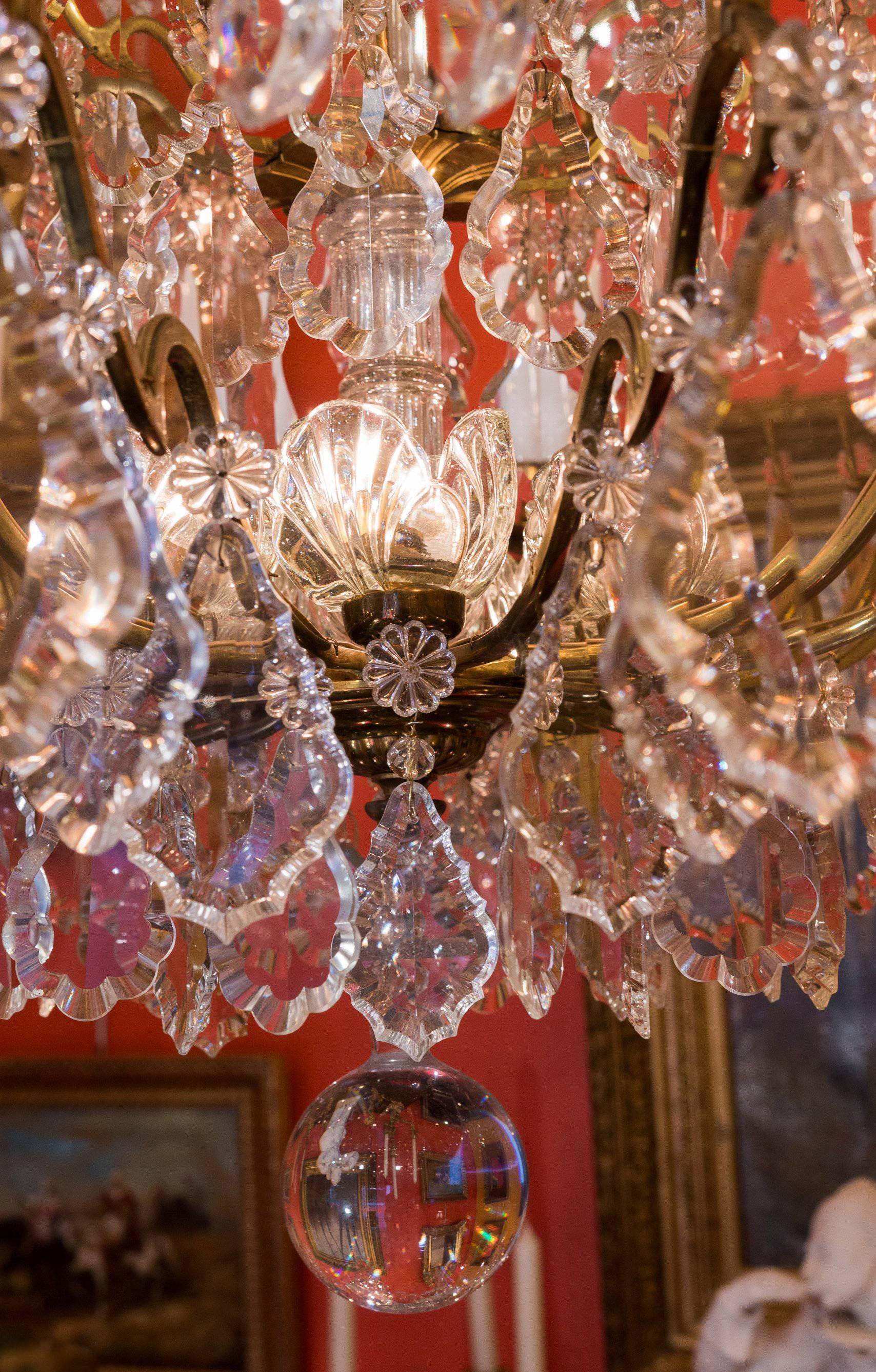 French Louis XV Style, Ormolu and Crystal Chandelier, circa 1950 4