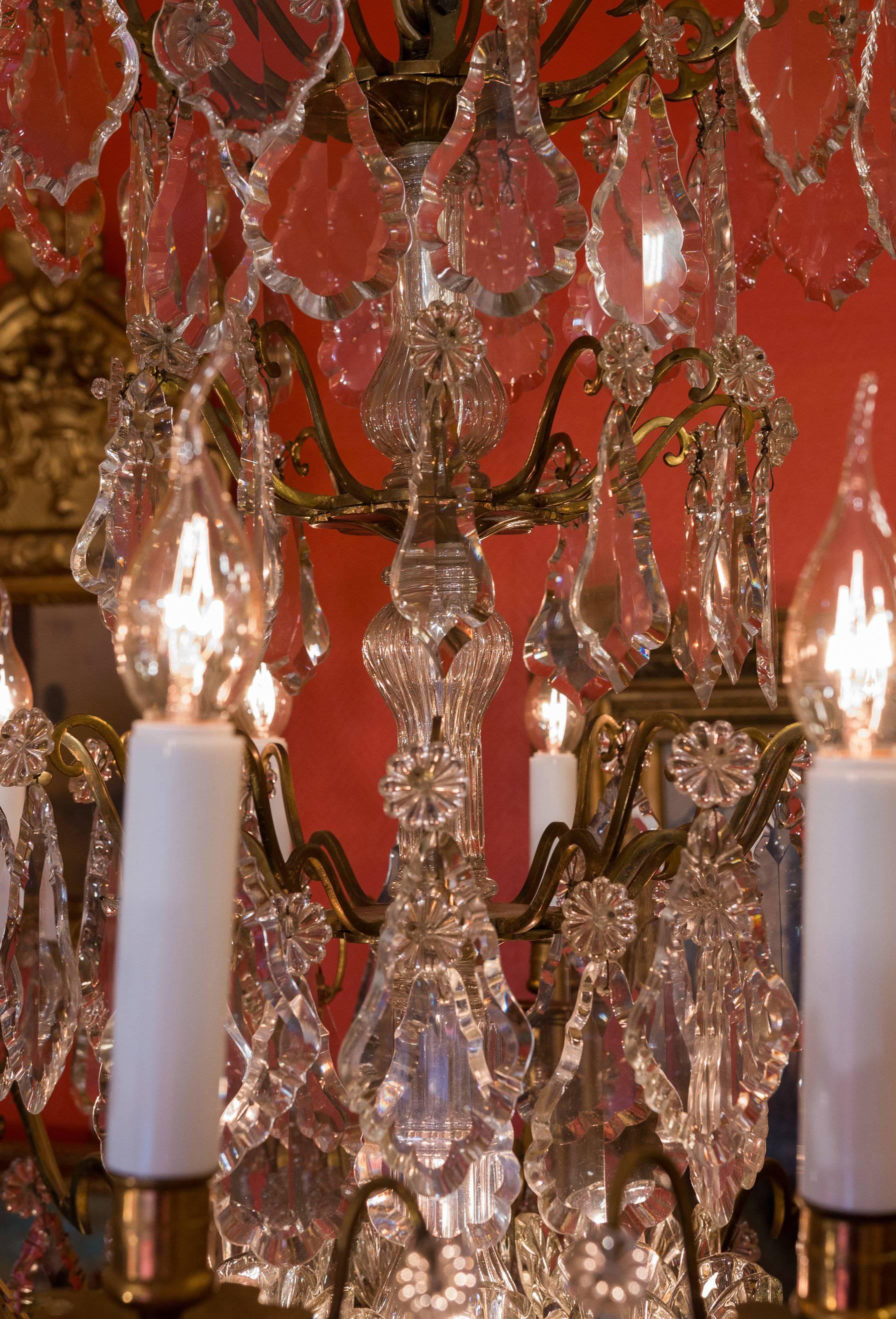 20th Century French Louis XV Style, Ormolu and Crystal Chandelier, circa 1950