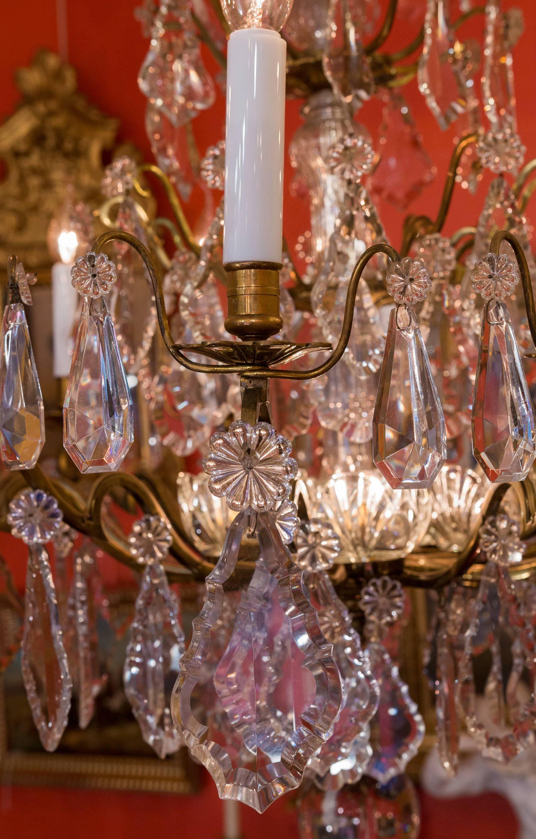 French Louis XV Style, Ormolu and Crystal Chandelier, circa 1950 3