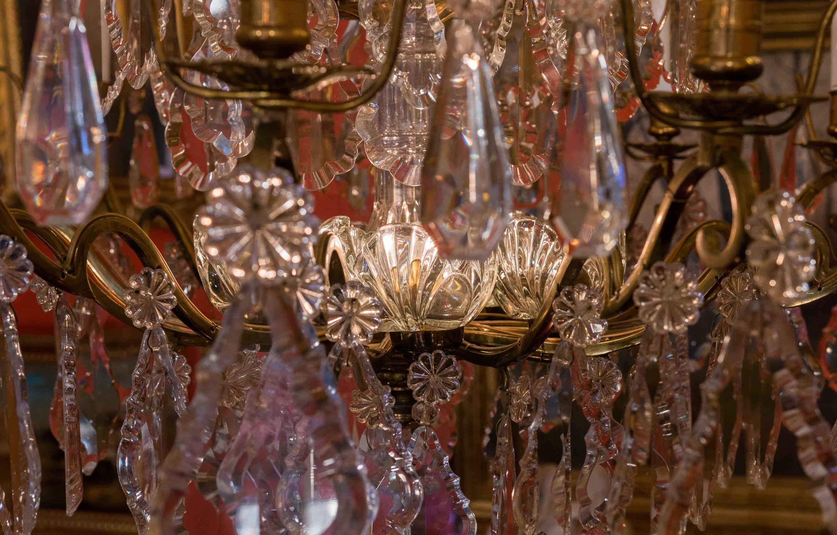 French Louis XV Style, Ormolu and Crystal Chandelier, circa 1950 2