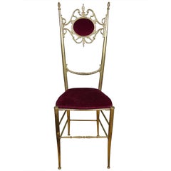 Vintage 1950s Italian Polished Brass Chiaviari Side Chair
