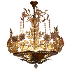 Very Rare Amethyst Chandelier in the Style of Maison Bagues, France, 1950s