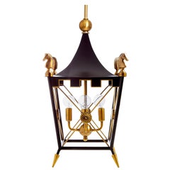 Rider Brass Pagoda Pendant Light in Black