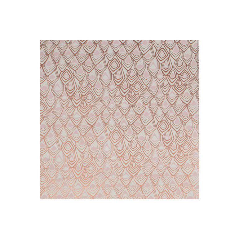 Boho Diamond Screen Printed Wallpaper in Metallic Copper, Blush on Snow For Sale