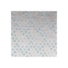 Boho Diamond Screen Printed Wallpaper in Metallic Silver and Fairy Blue on Snow