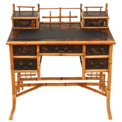 Antique Quality Late Victorian Chinoiserie Bamboo Desk or Dressing Table