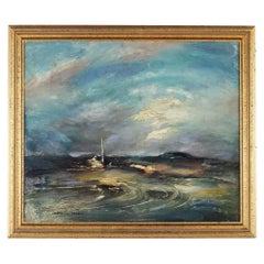 Antique Oil Painting entitled Retreating Storm by Adrian Keith Graham Hill