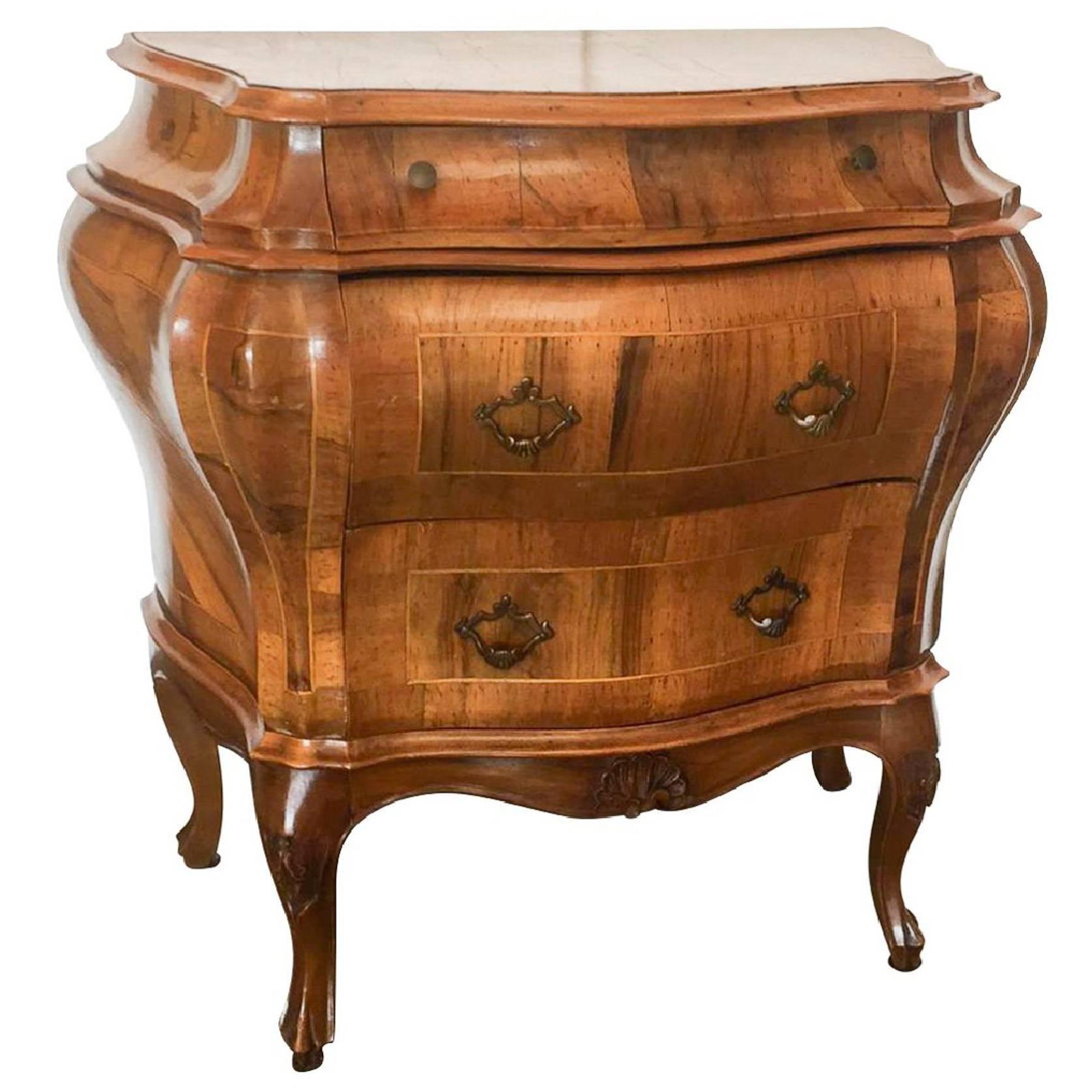 Italian Olivewood Bombe Commode or Chest, Early 20th Century