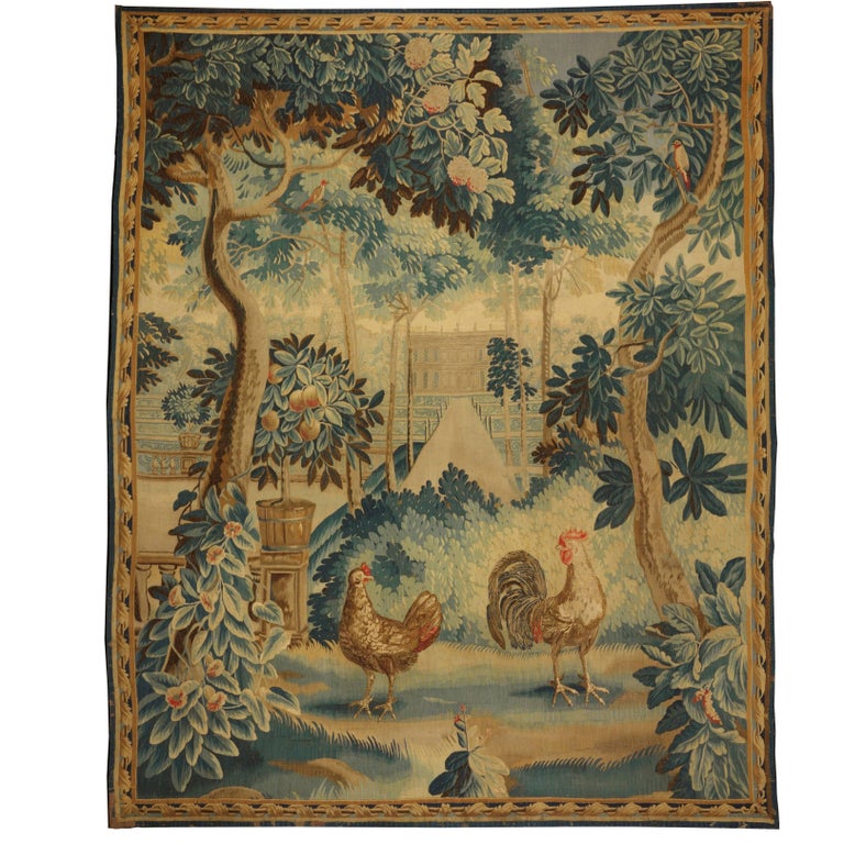 Antique Flemish Garden Landscape Tapestry For Sale at 1stDibs