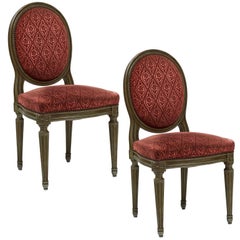 Pair of French Antique Louis XVI Style Medallion Back Chairs