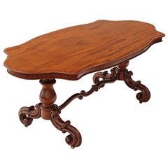 Antique Large Victorian circa 1850 Mahogany Serpentine Centre Loo Dining Table