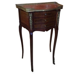 Louis XV Style Inlaid Mahogany and Burl Wood Side Table, Late 19th Century