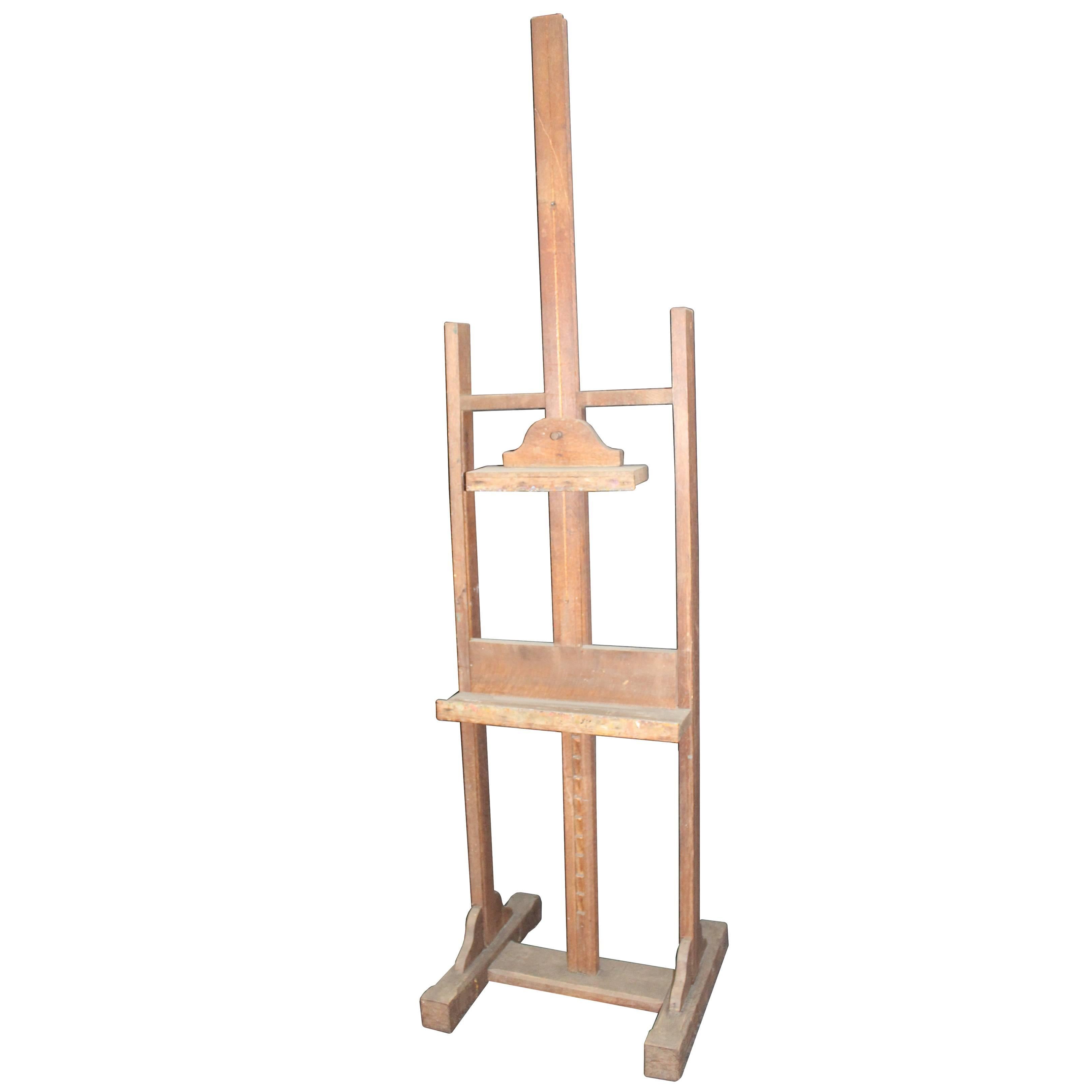Old Artists Painter's Easel in Oak For Sale