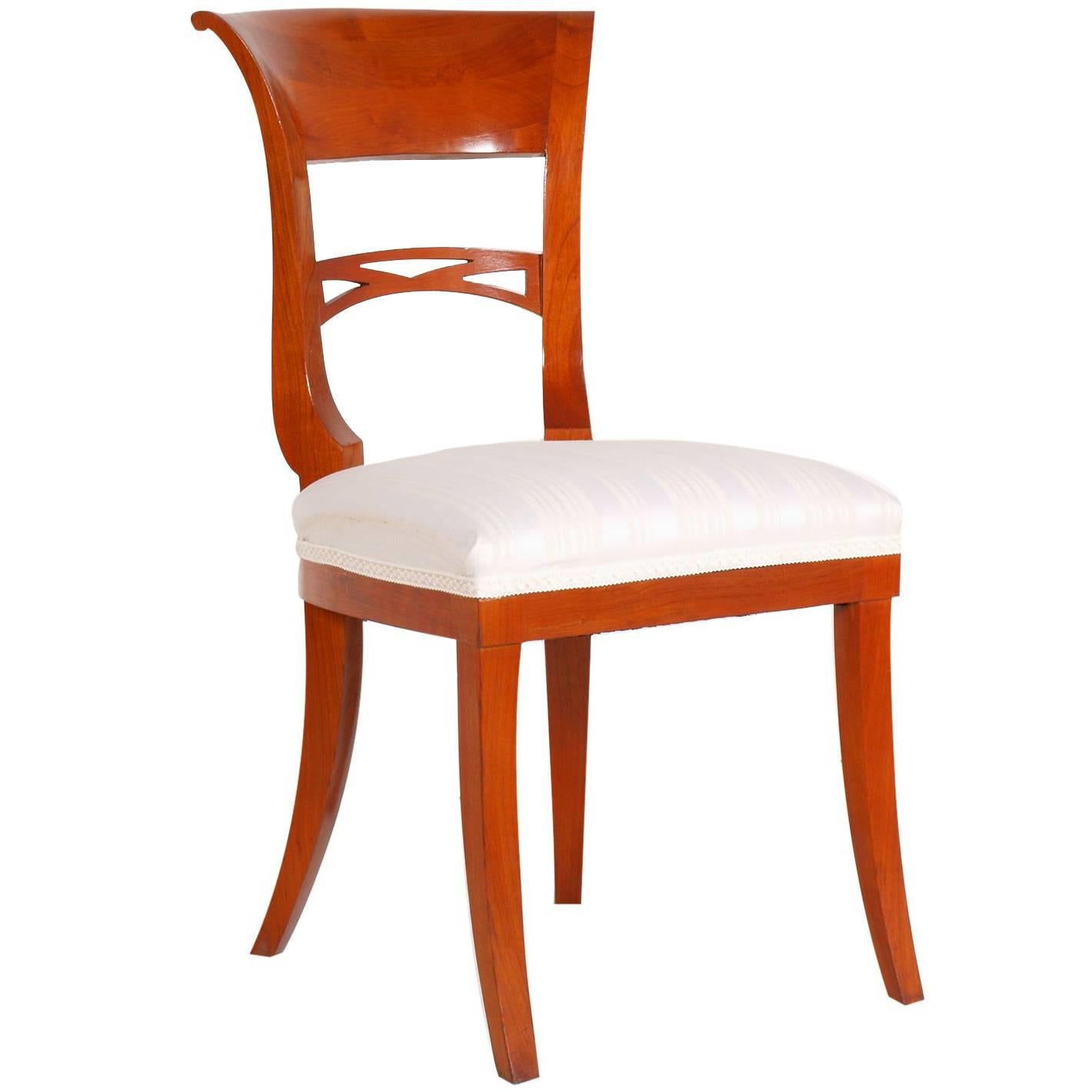 Early 20th Century Biedermeier Chair in Cherrywood Restored and Polished to Wax For Sale