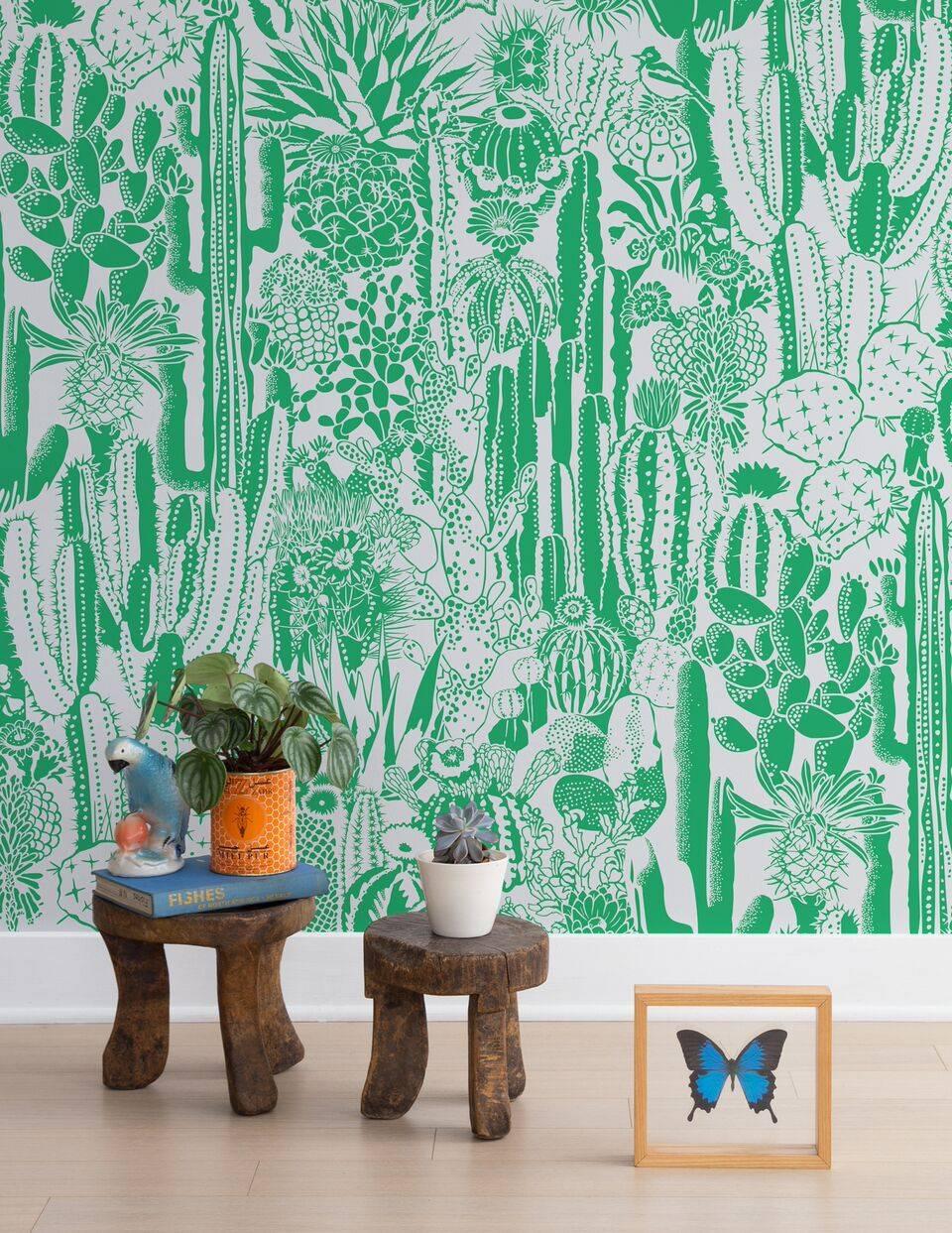 Give your home a taste of the Southwest with this graphic, oversized cactus repeat! This pattern combines saguaros, aloe, agave, peyote, prickly pear, San Pedros and more, the perfect way to bring the desert into your home without getting
