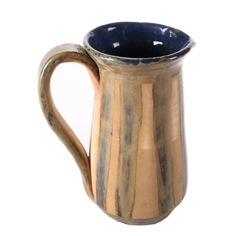 Mid-Century Modern Hand-Thrown and Glazed Studio Pottery Pitcher For Sale