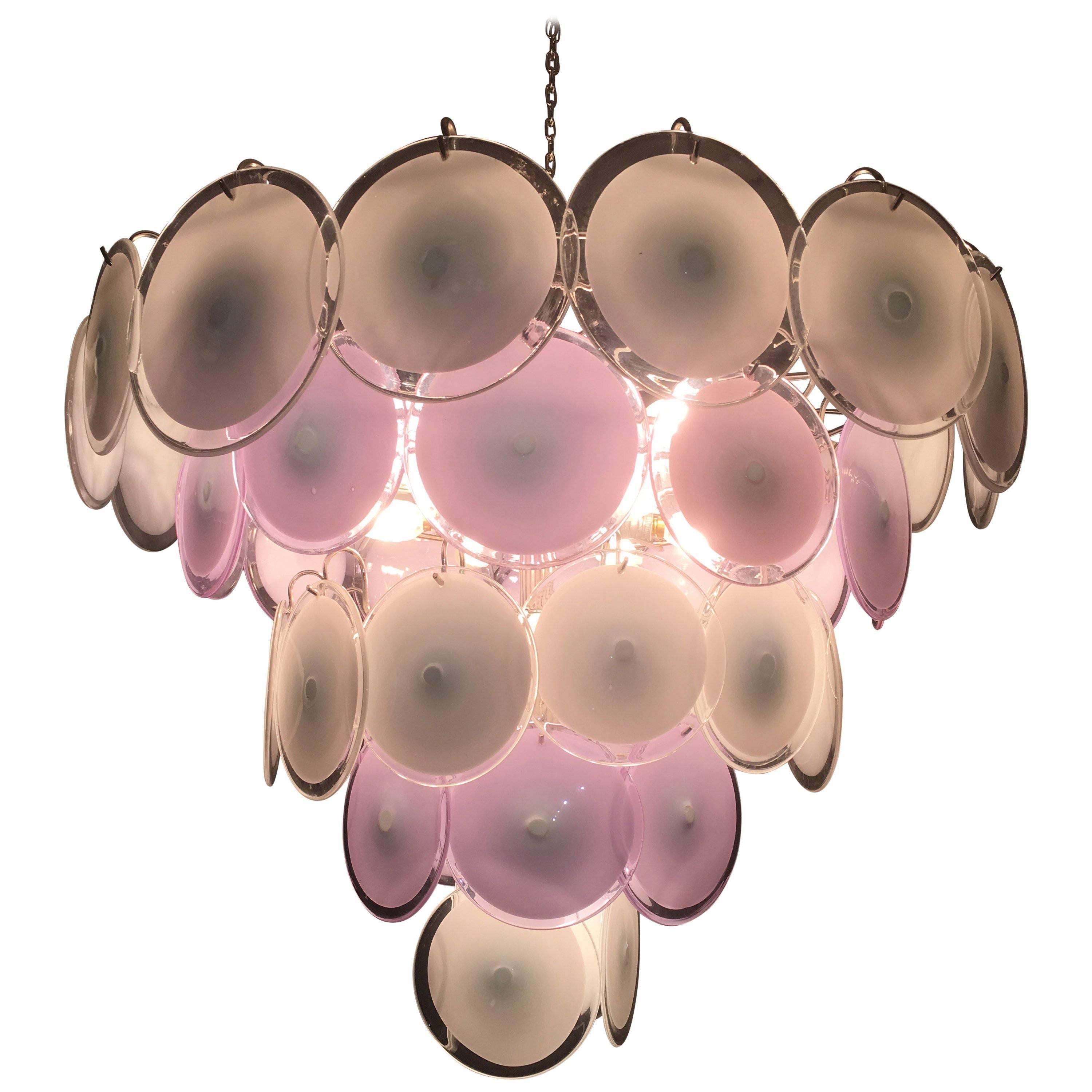 Charming Murano Disc Chandelier by Vistosi, 1970s For Sale