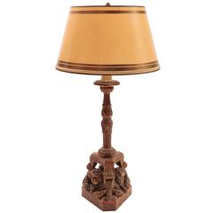 19th Century Italian Carved Wood Cherub Lamp