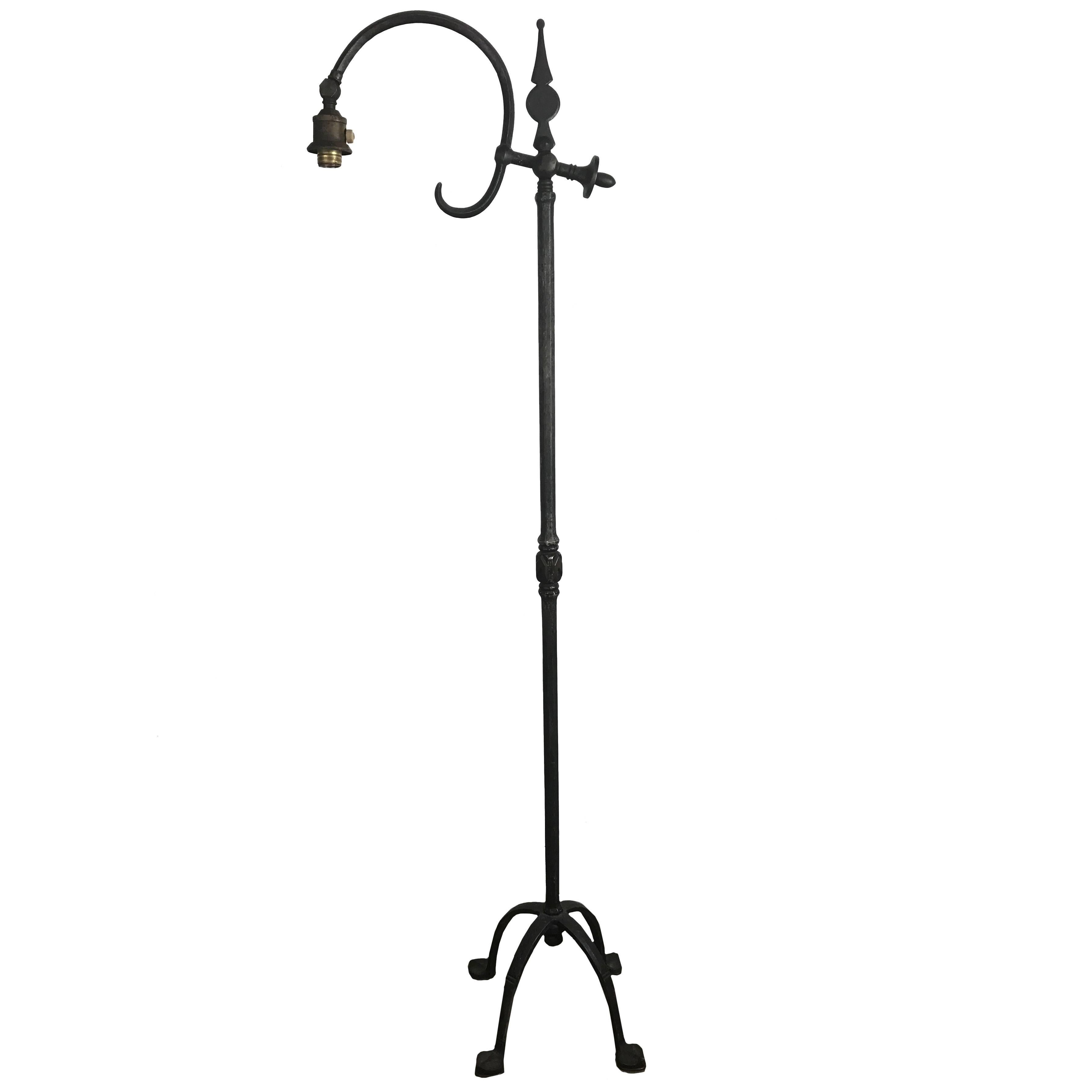 Arts and Craft Hand Forged Iron Floor Lamp after Samuel Yellin