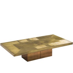 Belgian Etched Brass Coffee Table by Jenatzy, circa 1980