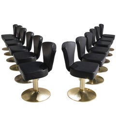 Set of 12 'Florence' Stools in Black Faux Leather