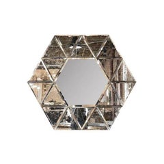 Retro Large Hexagonal Antiqued Mirror