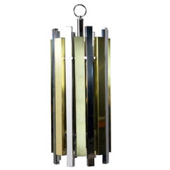 Mid-Century Modern Brass and Chrome Chandelier