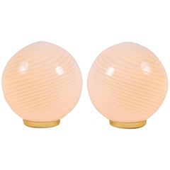 Pair of 1970s Ball Lamps Attributed to Venini & Co