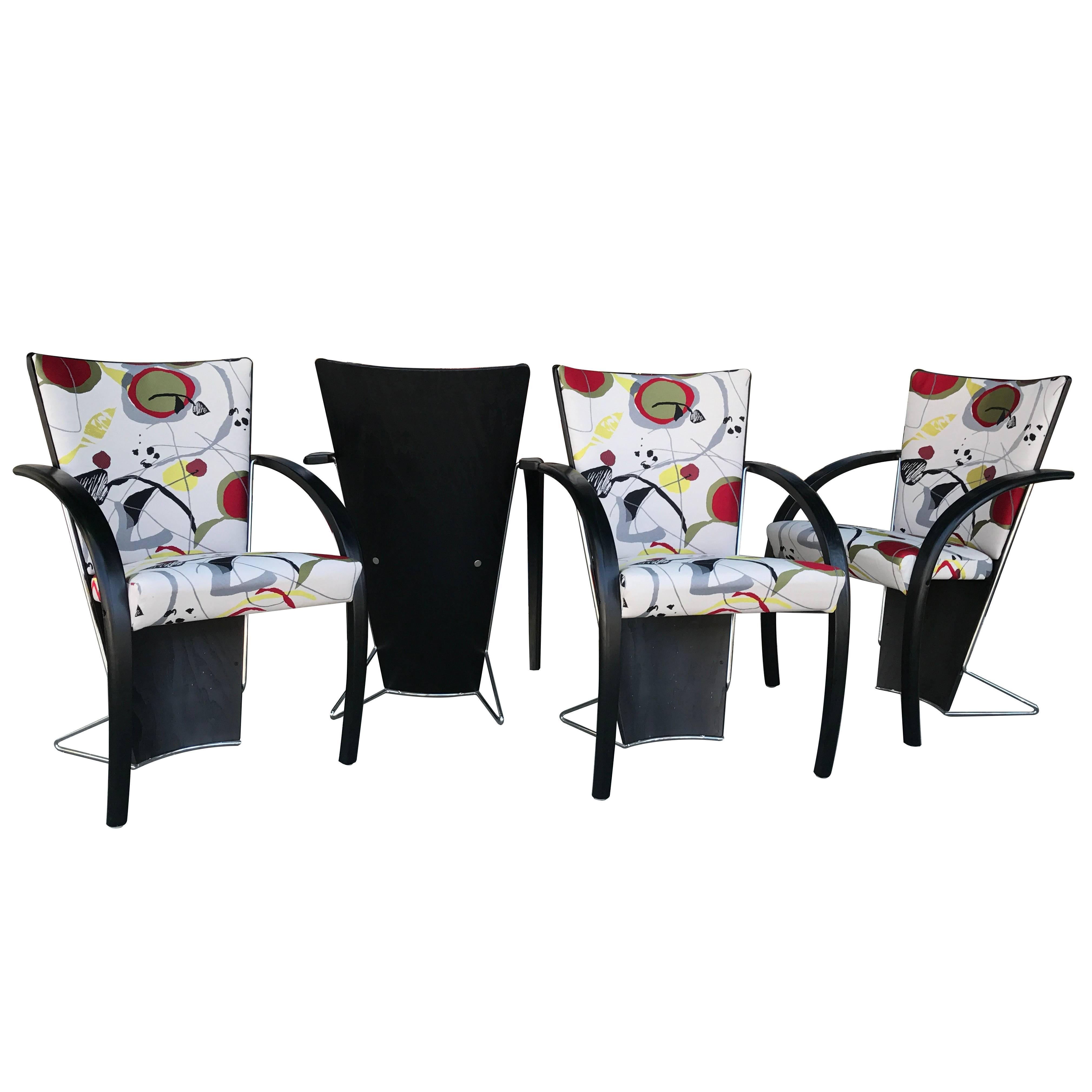 Westnofa Set of Four Norwegian Designer 80s Modern Dining or Game Chairs  For Sale