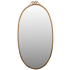 Large Oval Brass Mirror in the Manner of Gio Ponti