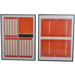 Pair of Monotypes Signer Adine Engelman, Netherlands, circa 1970