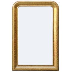 French Giltwood Louis-Philippe Style Mirror with X-Shaped Motifs, circa 1890