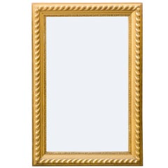 French Rectangular Giltwood Mirror with Gadrooned and Beaded Frame, circa 1900