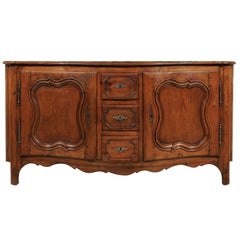 18th Century, French Louis XV Oak Enfilade with Two Doors Flanking Three Drawers