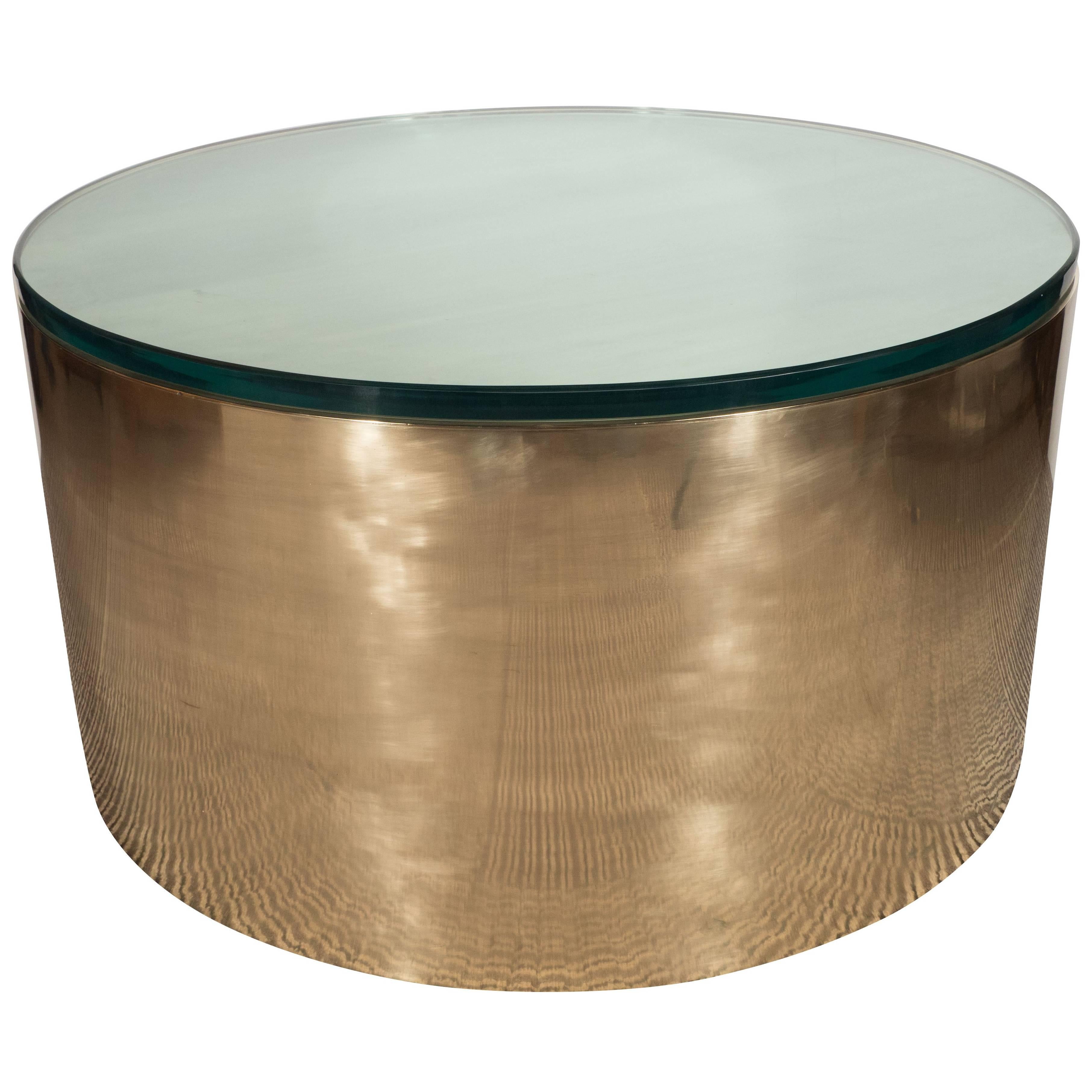 Mid-Century Modern Brass and Glass Cocktail Table in the Manner of Karl Springer