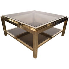 French Midcentury Chrome/Brass Cocktail Table by Alain Delon for Maison Jansen