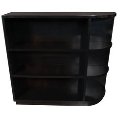 Art Deco Streamlined Machine Age Black Lacquer "Bullet" Bookcase