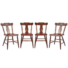 Set of Four Hand-Painted Chairs from Hindeloopen Netherlands, circa 1850s