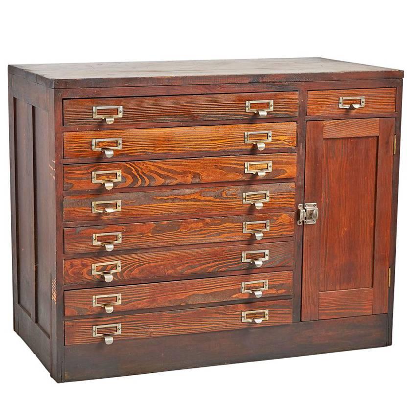 Rustic Drafting Office Flat File Cabinet, circa 1920s