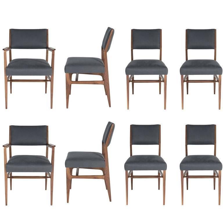 Set of Eight Maze Walnut Dining Chairs For Sale