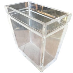 Vintage Clear Lucite Acrylic Trash Can / Bin / Waste Basket