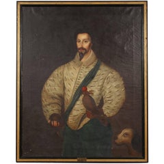 Antique 16th Century Oil on Canvas Portrait of a Falconer