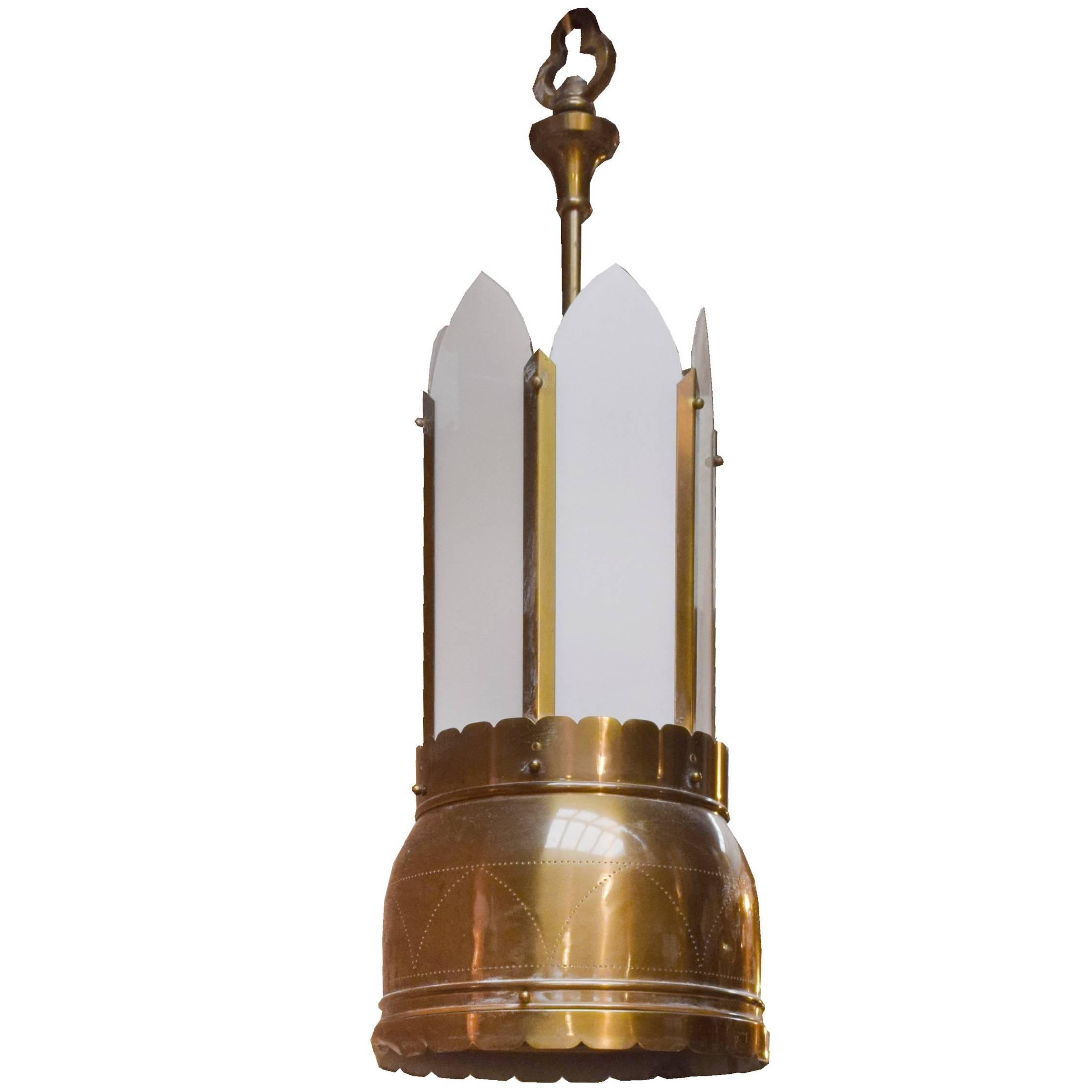 American Brass and Glass Light Fixture