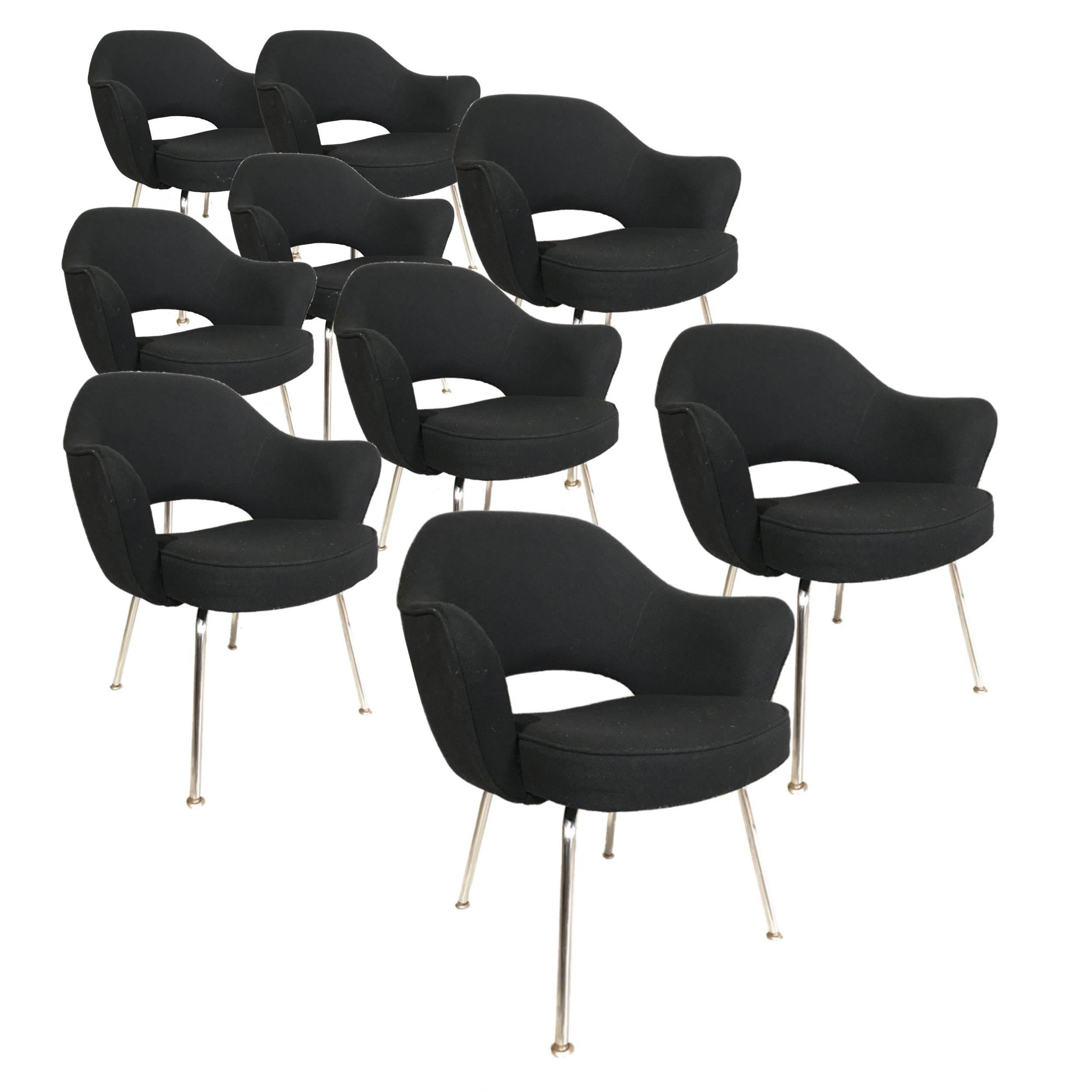 Knoll Eero Saarinen Executive Armchairs in Knoll Black Upholstery