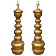 Pair of Mid-20th Century Giltwood Lamps in the Style of James Mont