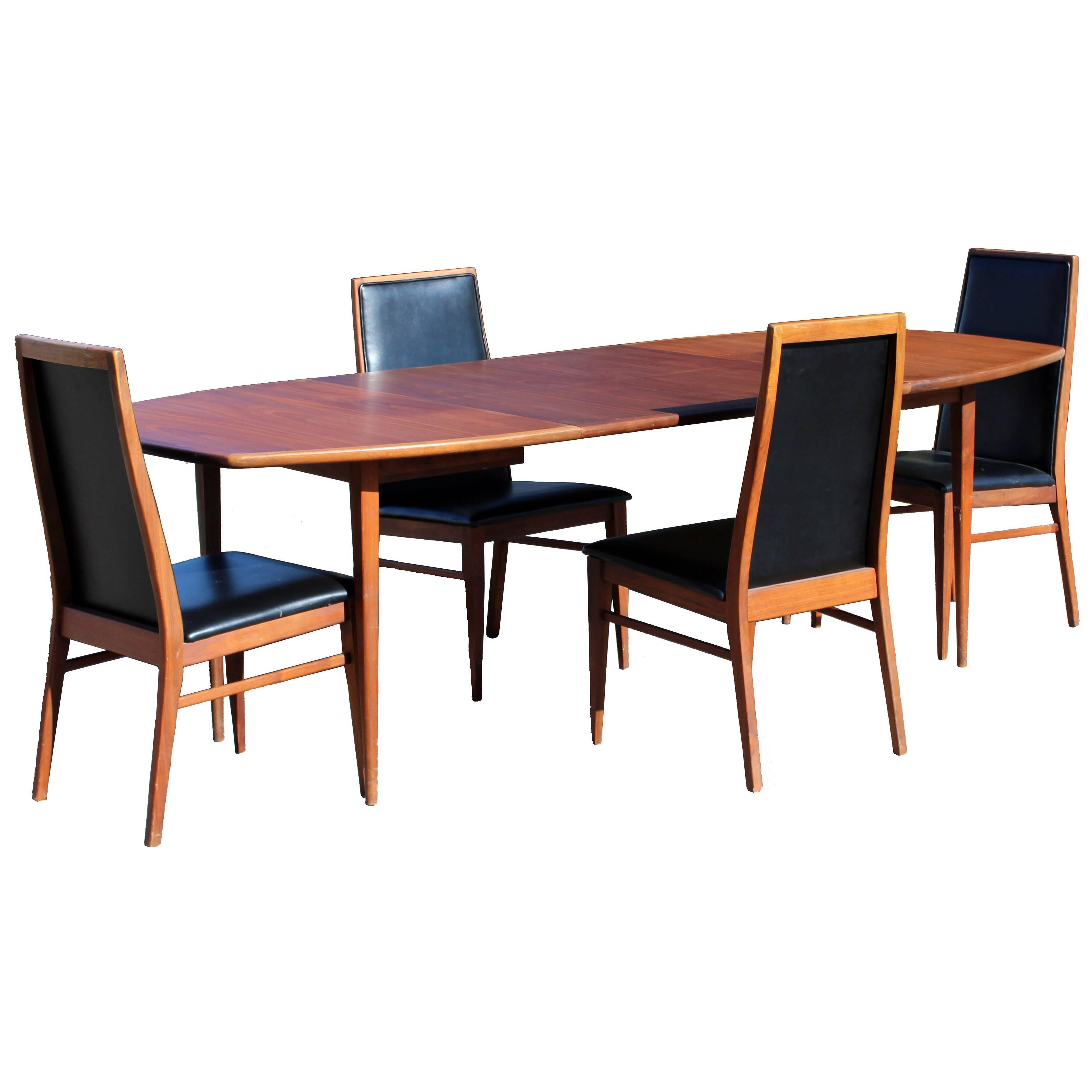 Mid-Century Modern Baughman Dillingham Dining Set, Table Two Leaves Four Chairs