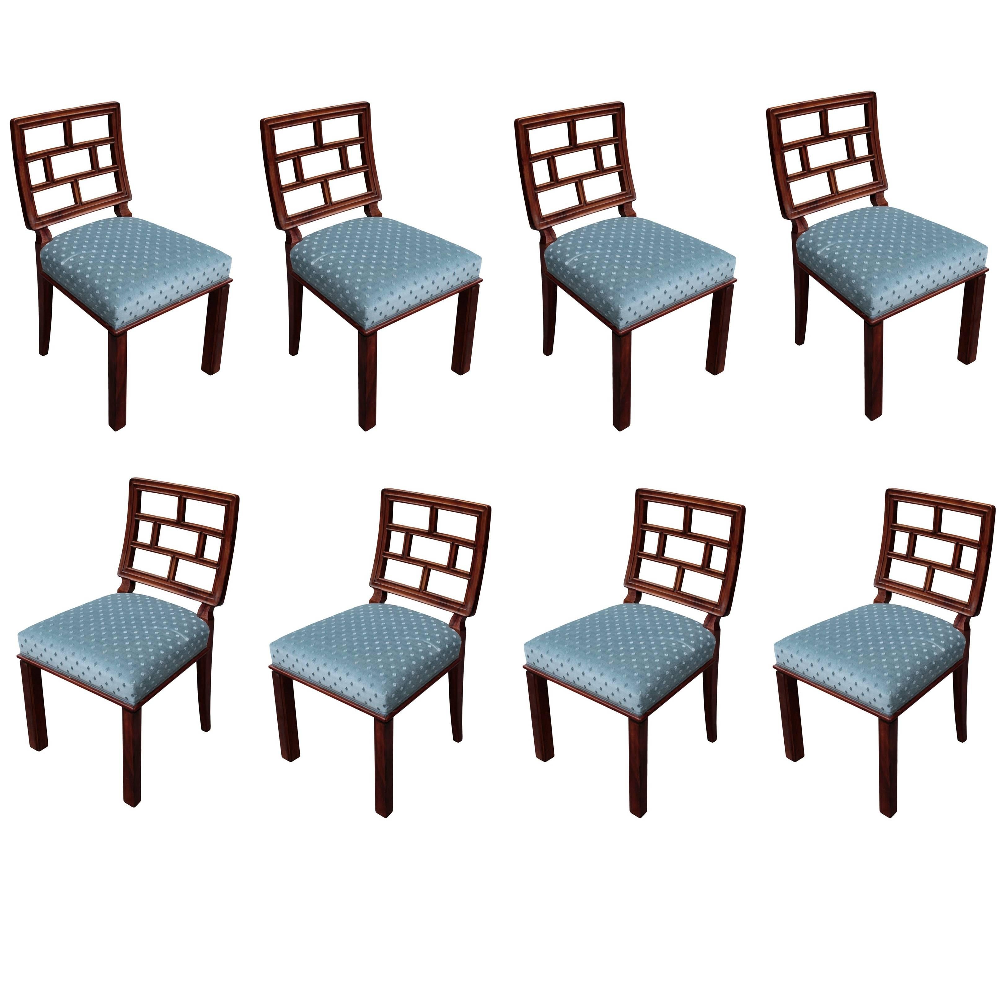 German Art Deco Period Set of Eight Dining Chairs For Sale